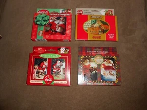 Set of 4 Coca-Cola Christmas Playing Cards In Tin Santa 2 Decks Each Deck 2 Sets - Picture 1 of 1
