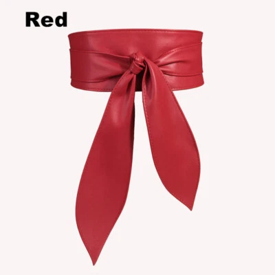 Moda Para mujeres Imitación Cuero Cintura Cinturón Envolvente Lazo Autoatado Cintura Ancha Foto 1 de 4