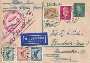 Dt. Reich 1929 Zeppelin LZ127 Graf Zeppelin Postkarte ab Friedrichshafen Brief - Bild 1 von 2