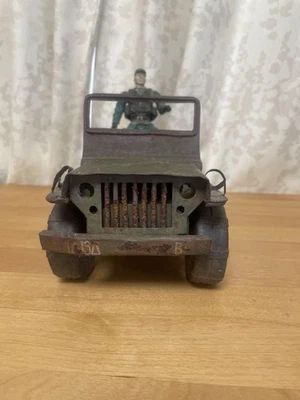 Vintage Military Army Jeep Tin 1/18 - Image 1 of 4
