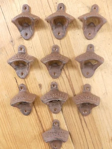 10 Rustic Open Here Cast Iron Wall Mounted Bottle Openers Beer Pop Wholesale  - Picture 1 of 11