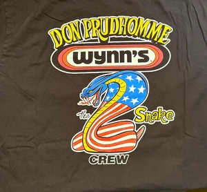 Pre Worn Don "THE SNAKE" Prudhomme 1970 Hot Wheels Wynn's Crew 2XL Black T-Shirt - Picture 1 of 4