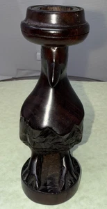 Vintage Ironwood handmade carving, small candlestick Raven Crow Bird 5 5/8" - Picture 1 of 8