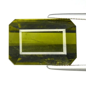 π 8.59ct Octagon Natural Olive Green Tourmaline - Unheated, Tanzania Gemstone - Picture 1 of 4