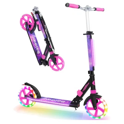 Scooter Aluminium mit LED, 200mm Räder, höhenverstellbar, Faltbar, Tragegurt - Bild 1 von 4