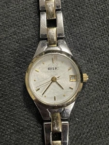 Relic Watch Silver Gold Two Tone Date Window New Battery 6" J1457 - Picture 1 of 2