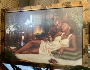 African American Art By Henry Battle Signed 27 X 40 Framed  “To Us” Romantic - Picture 1 of 9