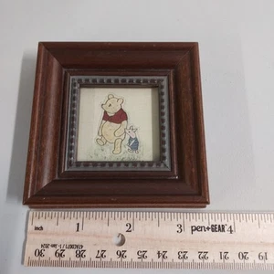 Winnie The Pooh & Piglet Miniture Framed Art Picture Wall Hanging 4" X 4" - Picture 1 of 5