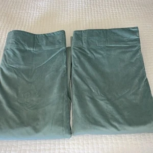 Exclusive Fabrics & Furnishings 50"W x 84”L Aqua Velvet Blackout Curtain Tabs - Picture 1 of 6