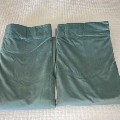 Exclusive Fabrics & Furnishings 50"W x  84”L  Aqua  Velvet Blackout Curtain Tabs - Image 1 of 4