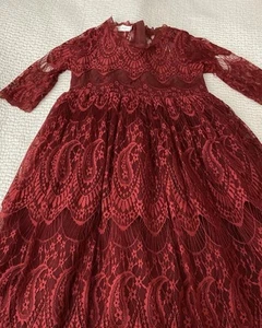 TRISH SCULLY GIRLS LACE DRESS SIZE 8 CRANBERRY LINED - Picture 1 of 6