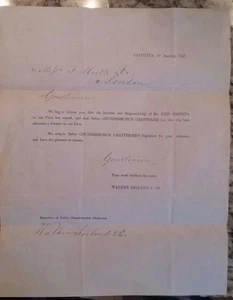 Rare Promotion Letter sent from Calcutta, India, in 1847, Interesting! - Picture 1 of 2