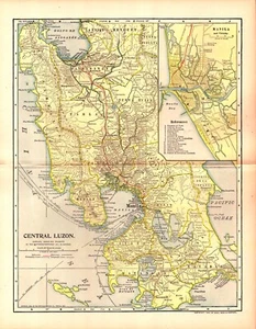 PHILIPPINES, CENTRAL LUZON Antique original map 1904 - Picture 1 of 2