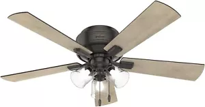 Hunter Crestfield Indoor Low Profile Ceiling Fan with LED Light and Pull Chain C - Picture 1 of 10