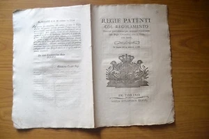 ANTICO DOCUMENTO REGIE PATENTI REGOLAMENTO REGIE COSTITUZIONI STRADE TORINO - Imagen 1 de 2