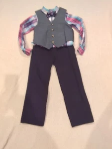 Children's Place Outfit Boy 7 Pants 7/8 Long Sleeve Shirt 7 Vest & Tie Easter - Picture 1 of 5