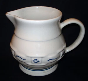 Longaberger Pottery Basket Blue Woven Traditions 5 ½” Tall Handled Pitcher Jug - Picture 1 of 3