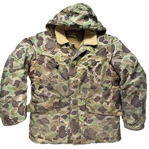 VTG Cabelas Hunting Camo Hood Frog Field Jacket Coat Down Puffer Men XL Corduroy - Picture 1 of 18