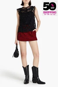 RRP€541 RED VALENTINO Guipure Lace Top IT40 US4 S Contrast Silk Rhinestones Trim - Picture 1 of 7