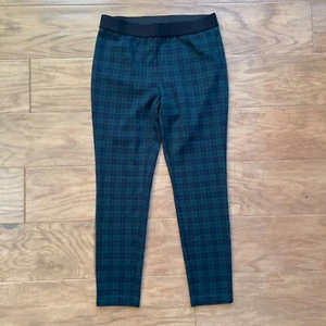 Talbots Soho Leggings Size 4P Petite Simple Plaid Green Black - Picture 1 of 9