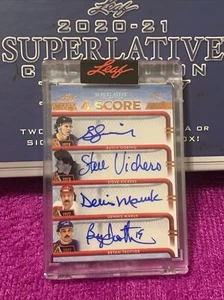 2020-21 LEAF SUPERLATIVE HOCKEY BRYAN TROTTIER,GORING,VICKERS,MARUK QUAD AUTO /9 - Picture 1 of 7