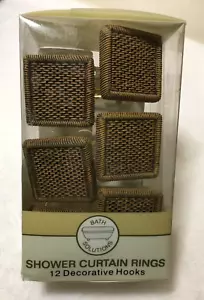 Bath Solutions Safari Woven Brown Square Resin Shower Curtain Hooks Set of 12 - Picture 1 of 7