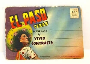 Cartella cartolina vintage El Paso Texas nella terra dei vividi contrasti 1940 - Foto 1 di 6