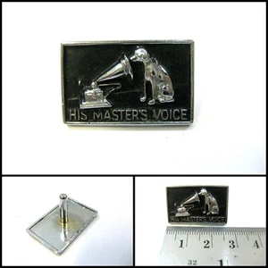Insignia emblema logotipo vintage HMV His Master's Voice 1 pin (27 mm) - Imagen 1 de 1