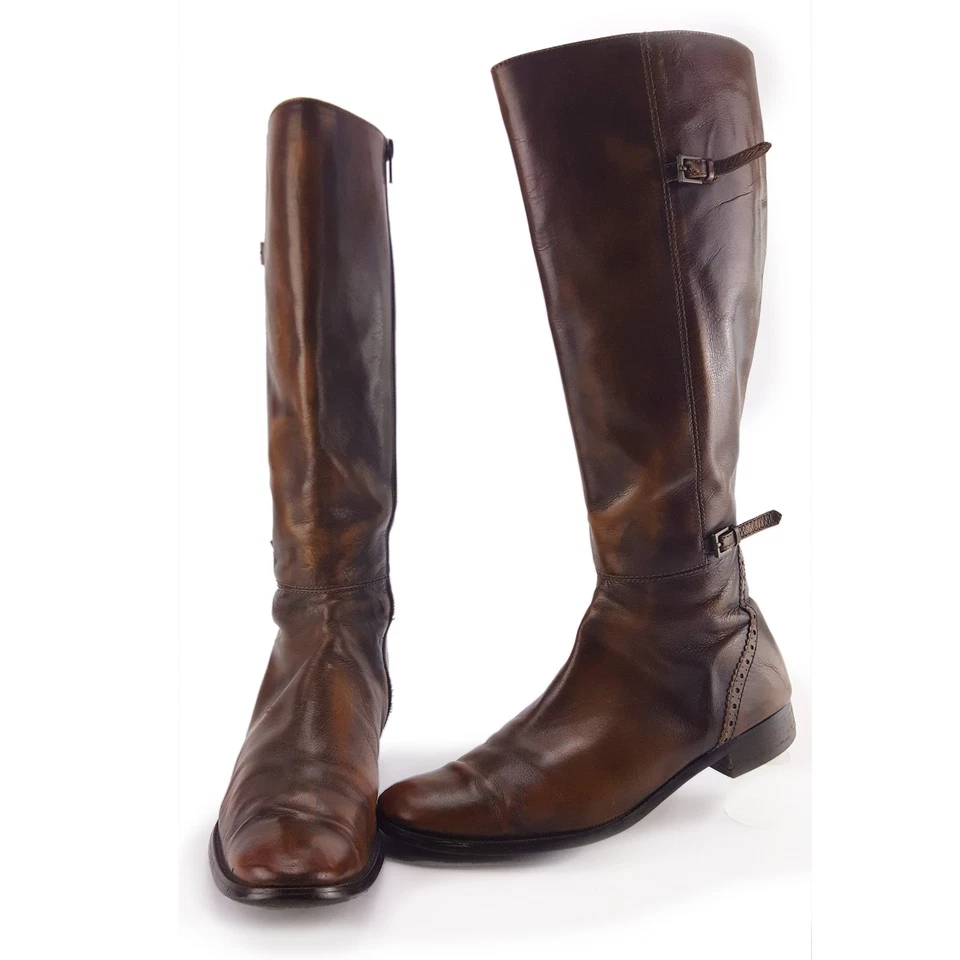 Valerie Stevens Randolph Brown Leather Knee-high Equestrian Riding Boot 8.5 - Image 1 of 4