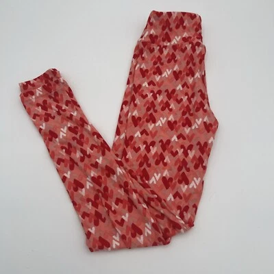 Leggings LuLaRoe Tween Rojo, Blanco y Rosa Pequeños Corazones Foto 1 de 4