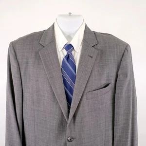 Joseph Abboud Tollegno 1900 Super 120s Wool Gray Sharkskin 42R 2 Button Blazer - Picture 1 of 13