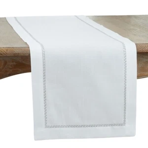 Saro Lifestyle 16 x 108 in. Border Oblong Table Runner, Silver Stripe - Picture 1 of 1