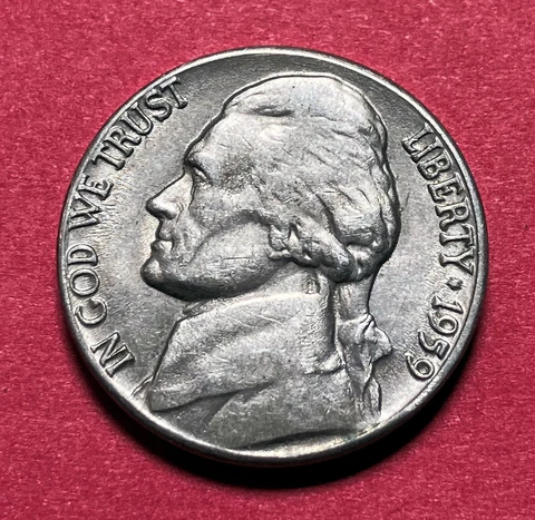 ERROR Coin! 1959-D Jefferson Nickel with Obverse Die Chip!!!  (JN-035) Cover