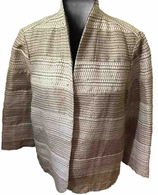 Blazer Chico’s Mujer’s Talla Tostado Crema Frontal Abierto Lentejuelas Manga 3/4 Talla Chico’s 2 Foto 1 de 4