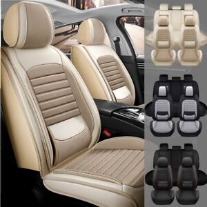For Honda Pilot Car Seat Cover Protector Breathable Linen Front Rear Full Set