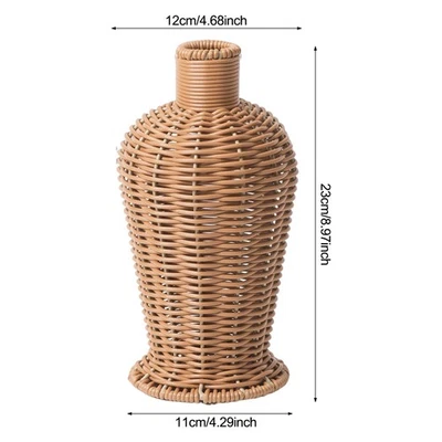 Florero cesta botella ratán tejido imitación flores secas florero hierba pampa Foto 1 de 4