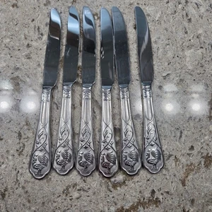 Cambridge Rooster Stainless Steel Dinner Knives Set of 6 Farmhouse - Picture 1 of 2