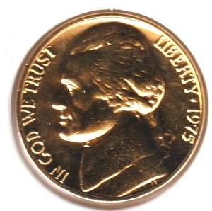 24K Gold Plated Old US 1975 Jefferson Nickel Collection Coin 🔥Black Friday Sale - Picture 1 of 2