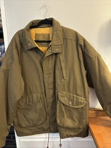 Vintage Barn Coat Mens L Olive Ducks Unlimited Chore Jacket Work Lined Full Zip - Picture 1 of 14