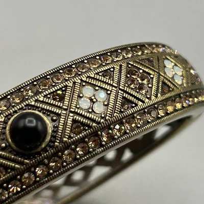 Pulsera apilable con bisagras HEIDI DAUS con cristales de coñac oscuro, ópalos, ónix Foto 1 de 4