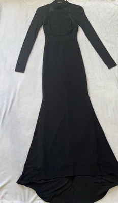 Vestido de sirena formal negro Betsy and Adam talla 2 con mangas largas Foto 1 de 4