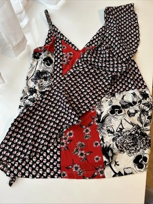 Next  Size 12 Petite Tunic Blouse Blk Red Cream. Excellent Condition - Image 1 of 2