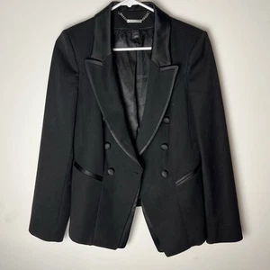White House Black Market Blazer Womens 4 Black Dark Trophy Tuxedo Jacket 185 - Picture 1 of 6