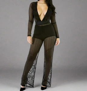 Kim K Stripe Flair Legs Jumpsuit- Prima Dons and Donnas - Picture 1 of 6