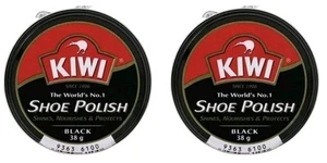 2 X Kiwi Shoe Polish BLACK 38g - Renews & Protects Leather Shoes - Picture 1 of 4