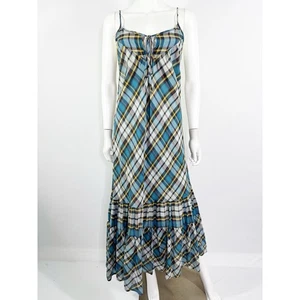 Gap Blue Plaid Sleeveless Maxi Dress Size XS Casual Cottagecore Classic Preppy - Picture 1 of 9