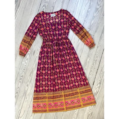 1970s Dress / 70s Oscar De La Renta Long Sleeve Maxi Dress / Extra Small - Image 1 of 4