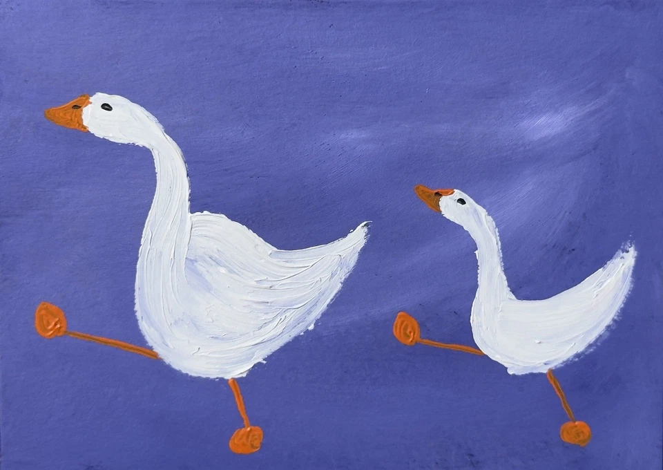 Pintura Original ACEO, Arte Impresionismo Ganso, Plaxe Emmer, Animal Abstracto Foto 1 de 1