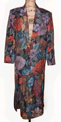 Traje Falda Vintage Alfred Dunner - Colorido Floral Sarga - Para Mujer Talla 10 Foto 1 de 4