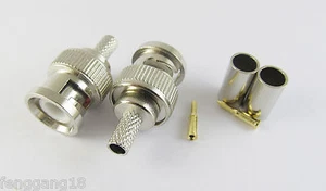 10x 3 Piece BNC Male Plug Crimp RG58 RG142 RG400 LMR195 RG223 Coaxial Connector - Picture 1 of 1